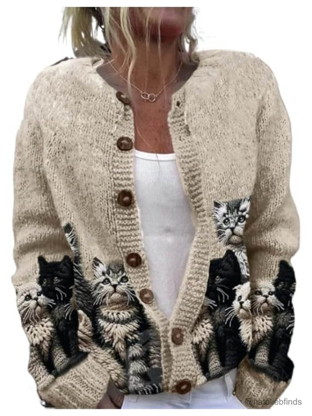 Oversized Cat Cardigan Sweater for Women Y2K Knit Open Front Long Sleeve